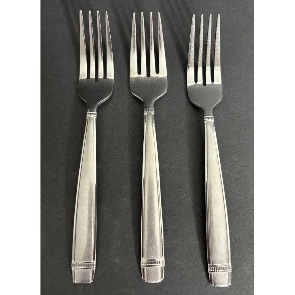 3 Reed and Barton Durham Matte Salad Forks Stainless Flatware 7